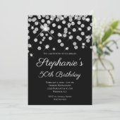 Sparkly Glittery Silver Confetti Elegant Black Kaart (Staand voorkant)