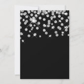 Sparkly Glittery Silver Confetti Elegant Black Kaart (Achterkant)