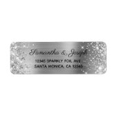 Sparkly Glittery Silver Foil Wedding Etiket (Voorkant)