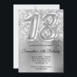 Sparkly Glittery Silver Glam 18th Birthday Kaart<br><div class="desc">Creëer je eigen faux zilveren glitter en folie 18e verjaardag uitnodiging voor je meisje. Op de achtergrond bevindt zich een korrelig glazuur silvery gray ombre folie digitale kunst met een faux ballonkunst #18. Pas de kleuren of stijlen van de uitnodigingsdoopvont aan. De luxe sparkles, glitter en folie zullen worden gemaakt...</div>