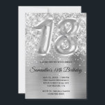Sparkly Glittery Silver Glam 18th Birthday Kaart<br><div class="desc">Creëer je eigen faux zilveren glitter en folie 18e verjaardag uitnodiging voor je meisje. Op de achtergrond bevindt zich een korrelig glazuur silvery gray ombre folie digitale kunst met een faux ballonkunst #18. Pas de kleuren of stijlen van de uitnodigingsdoopvont aan. De luxe sparkles, glitter en folie zullen worden gemaakt...</div>