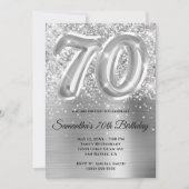Sparkly Glittery Silver Glam 70th Birthday Kaart (Voorkant)