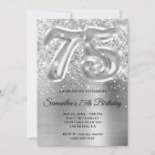 Sparkly Glittery Silver Glam 75th Birthday Kaart (Voorkant)
