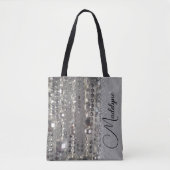 Sparkly Glittery Silver-kralen op maat Tote Bag (Voorkant)