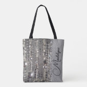 Sparkly Glittery Silver-kralen op maat Tote Bag (Achterkant)