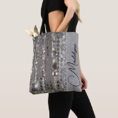 Sparkly Glittery Silver-kralen op maat Tote Bag (Dichtbij)