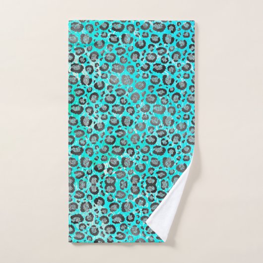 Sparkly Glittery Silver Leopard gepersonaliseerd Bad Handdoek (Handdoek)