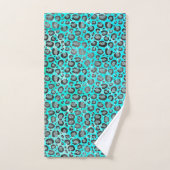 Sparkly Glittery Silver Leopard gepersonaliseerd Bad Handdoek (Handdoek)