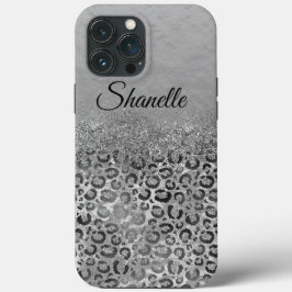 Sparkly Glittery Silver Leopard gepersonaliseerd Case-Mate iPhone Case