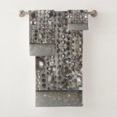 Sparkly Glittery Silver Stringed Beads Bad Handdoek (Insitu)