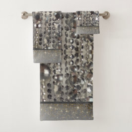 Sparkly Glittery Silver Stringed Beads Bad Handdoek