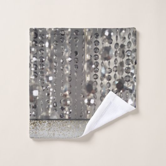 Sparkly Glittery Silver Stringed Beads Bad Handdoek (Wasdoekje)