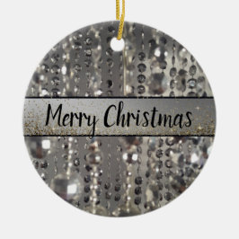 Sparkly Glittery Silver Stringed Beads Keramisch Ornament