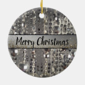Sparkly Glittery Silver Stringed Beads Keramisch Ornament (Achterkant)