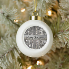 Sparkly Glittery Silver Stringed Beads Keramische Bal Ornament