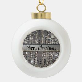 Sparkly Glittery Silver Stringed Beads Keramische Bal Ornament