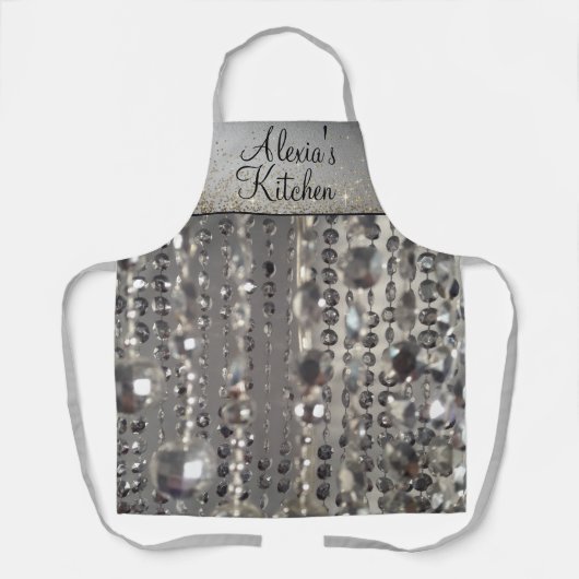 Sparkly Glittery Silver Stringed Beads Schort (Voorkant)