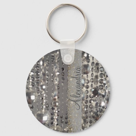 Sparkly Glittery Silver Stringed Beads Sleutelhanger (Voorkant)