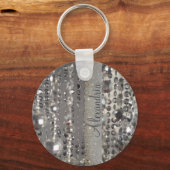Sparkly Glittery Silver Stringed Beads Sleutelhanger (Voorkant)