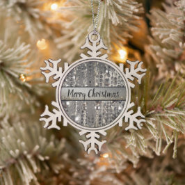 Sparkly Glittery Silver Stringed Beads Snowflak Tin Sneeuwvlok Ornament