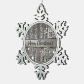 Sparkly Glittery Silver Stringed Beads Snowflak Tin Sneeuwvlok Ornament (Rechts)