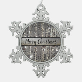 Sparkly Glittery Silver Stringed Beads Snowflak Tin Sneeuwvlok Ornament