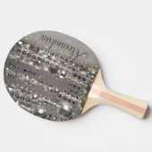 Sparkly Glittery Silver Stringed Beads Tafeltennisbatje (Zijkant)