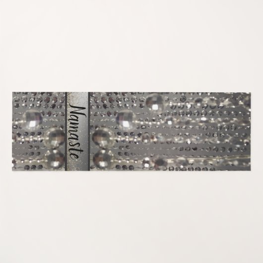 Sparkly Glittery Silver Stringed Beads Yogamat (Voorkant (horizontaal))