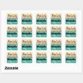 Sparkly Glittery Turquoise Leopard Boss Lady Vierkante Sticker (Vel)