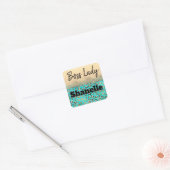Sparkly Glittery Turquoise Leopard Boss Lady Vierkante Sticker (Envelop)