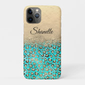 Sparkly Glittery Turquoise Leopard    Case-Mate iPhone Case (Achterkant)