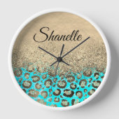Sparkly Glittery Turquoise Leopard gepersonaliseer (Voorkant)