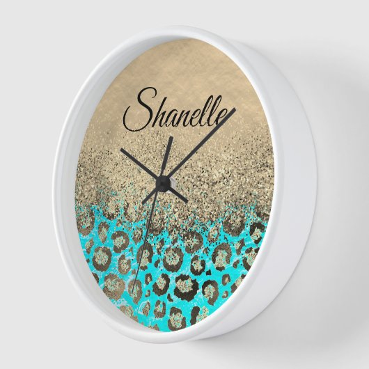 Sparkly Glittery Turquoise Leopard gepersonaliseer (Hoek)
