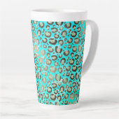 Sparkly Glittery Turquoise Leopard Latte Mok (Rechterhoek)