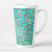 Sparkly Glittery Turquoise Leopard Latte Mok (Rechts)