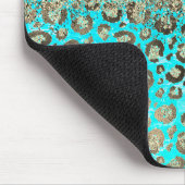 Sparkly Glittery Turquoise Leopard Muismat (Hoek)