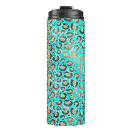 Sparkly Glittery Turquoise Leopard Thermosbeker