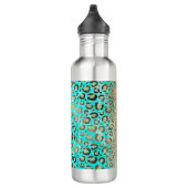 Sparkly Glittery Turquoise Leopard Waterfles (Rechts)