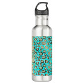 Sparkly Glittery Turquoise Leopard Waterfles (Voorkant)
