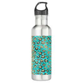 Sparkly Glittery Turquoise Leopard Waterfles