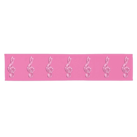 Sparkly Glitzy Hot Pink Musical Notes Korte Tafelloper (Horizontaal)