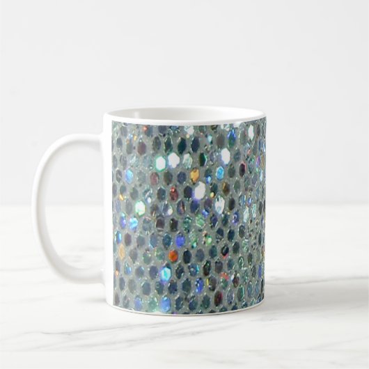 Sparkly Glitzy Silver Glitter Bling Koffiemok (Links)