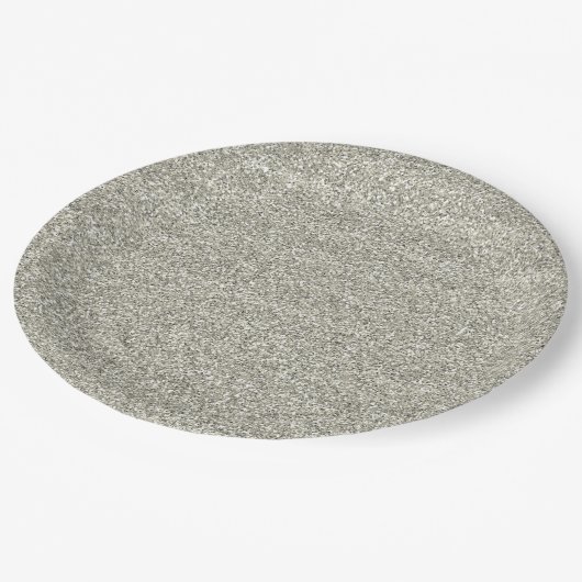 Sparkly Glitzy Silver Glitter Papieren Bordje (Gekanteld)