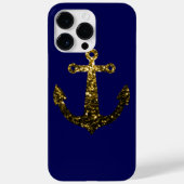 Sparkly Gold Anker faux schittert op marineblauw Case-Mate iPhone Case (Achterkant)