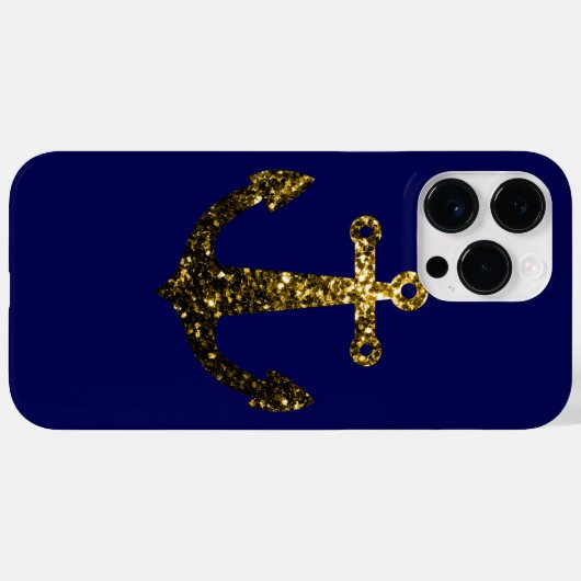 Sparkly Gold Anker faux schittert op marineblauw Case-Mate iPhone Case (Achterkant (horizontaal))