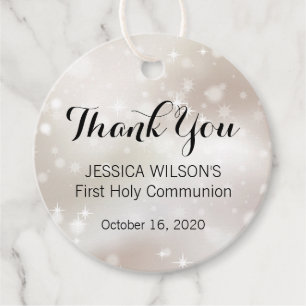 Sparkly Gold Celestial First Heilige Communie Bedankjes Labels