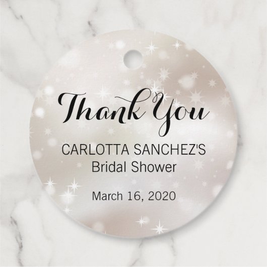 Sparkly Gold Celestial Stars Vrijgezellenfeest Bedankjes Labels (Achterkant)