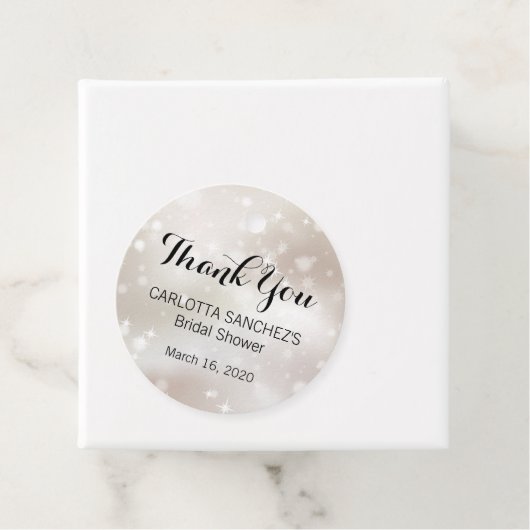 Sparkly Gold Celestial Stars Vrijgezellenfeest Bedankjes Labels (In situ)