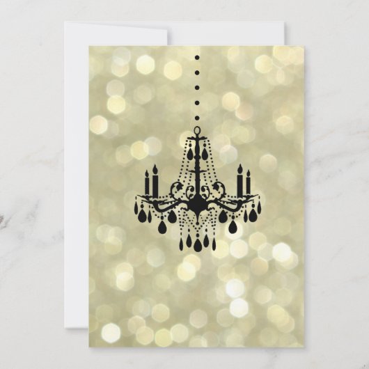 Sparkly Gold Chandelier Bat Mitzvah Uitnodiging (Achterkant)