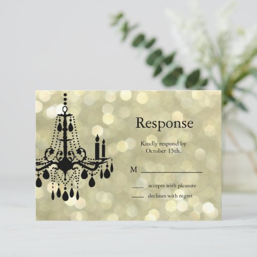 Sparkly Gold Chandelier RSVP (Staand voorkant)